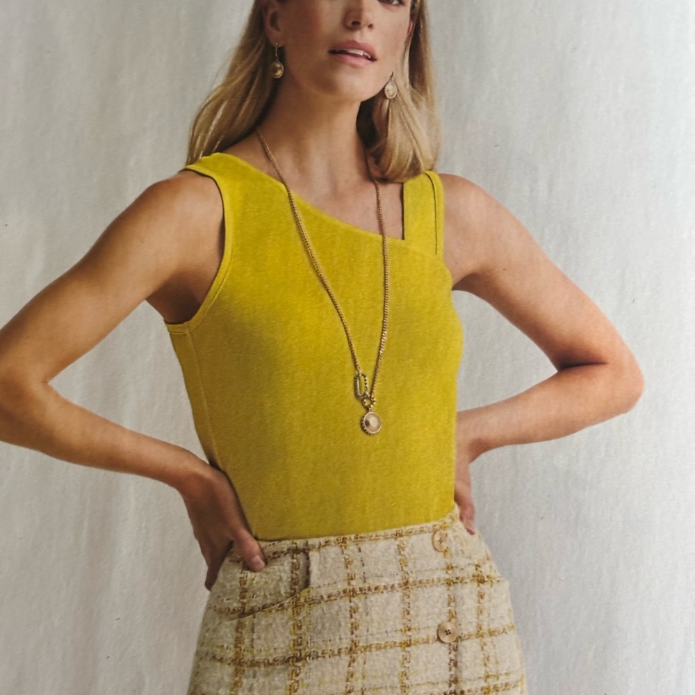 CAbi Radiant Yellow Asymmetrical Tank Top 6354 Size Medium EUC